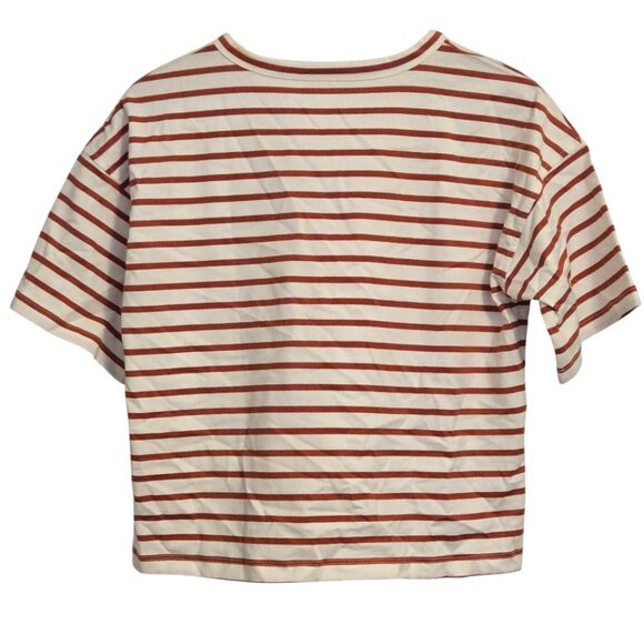 MADEWELL Women’s Red Striped Boxy Tee Shirt Crewneck Cotton Top Size L - Picture 4 of 6